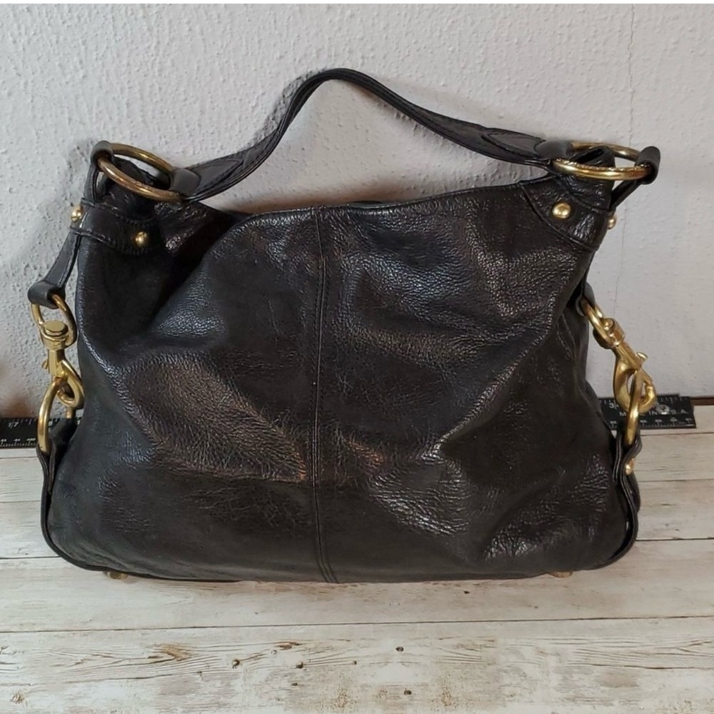 Rebecca Minkoff Nikki Hobo Purse Pocketbook Bag Black Brass Hardware Gorgeous